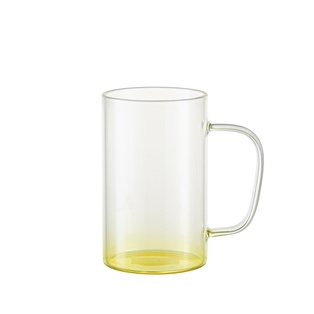18oz/540ml Glass Mug with Handle (Clear, Gradient Yellow)