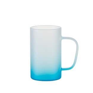 18oz/540ml Glass Mug with Handle (Frosted, Gradient Blue)