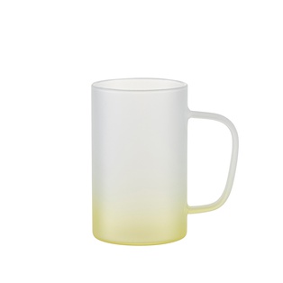 18oz/540ml Glass Mug with Handle (Frosted, Gradient Yellow)