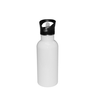 600ml Stainless Steel Water Bottle with Straw Top - White