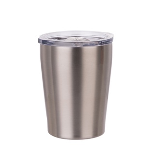 8oz/240ml Stainless Steel Tumbler with Slide lid and Metal Straw (Silver)