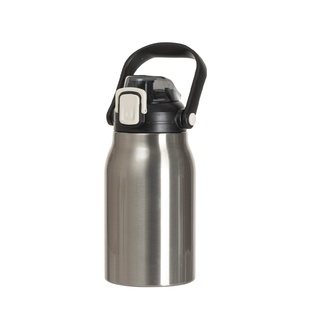 32oz/1000ml Stainless Steel Travel Bottle with Flip Lock Handle Cap & Press-In Straw (Silver)
