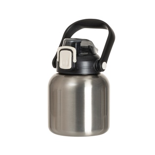 27oz/800ml Stainless Steel Travel Bottle with Flip Lock Handle Cap & Press-In Straw (Silver)
