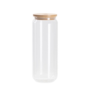 25oz/750ml Clear Can Glass Mug with Bamboo Lid