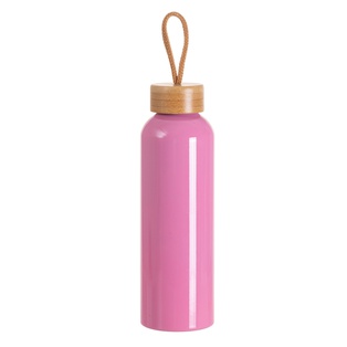 20oz/600ml Aluminum Water Bottle with Bamboo Lid (Dark Pink)