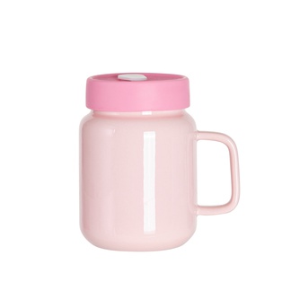 17oz/500ml Ceramic Mason Jar with Silicon Lid(Pink)