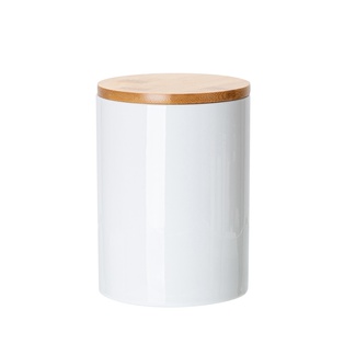 25oz Ceramic Storage Jar with Bamboo Lid (Glossy White)