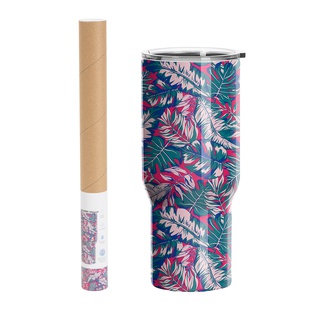 Hydro Sublimation Transfer Paper Roll(Red/Blue Tropic Leaves, 38*1220cm/ 15in x 40ft)