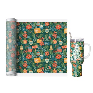 Hydro Sublimation Transfer Paper Roll(Christmas gift bell green, 38*1220cm/ 15in x 40ft)