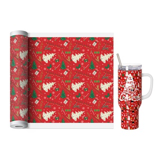 Hydro Sublimation Transfer Paper Roll(Christmas gift tree red, 38*1220cm/ 15in x 40ft)