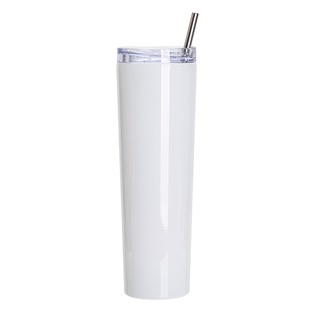 34OZ/1000ml Stainless Steel Tumbler with Water Proof Lid & Metal Straw (Sublimation Glossy White)