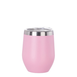 Powder Coated Stainless Steel Wine Glass(12OZ,Common Blank,Pink)