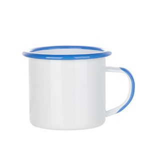 Rim & Handle Color Enamel Mug(12oz/360ml,Sublimation Blank,Light Blue)