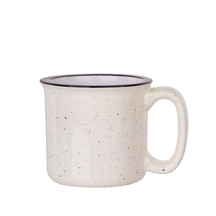 13oz/400ml Retro Ceramic Enamel Mug(Beige Pattern)