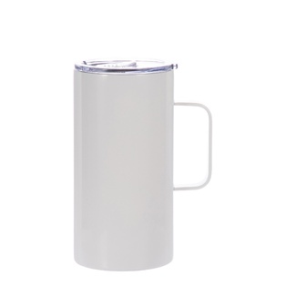 20oz/600ml Tumbler Mug with Handle & Slide Lid(White)
