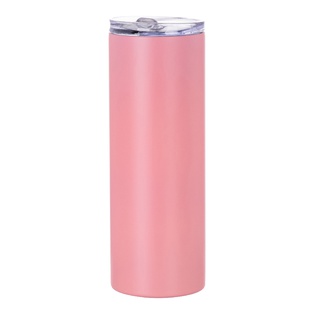 Matte Stainless Steel Tumbler with Straw(20OZ,Sublimation blank,Pink)