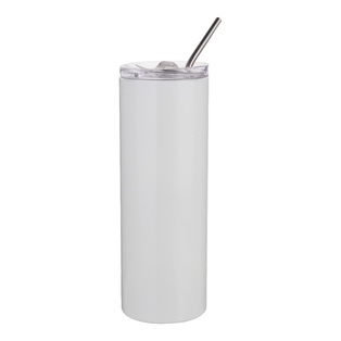 Stainless Steel Tumbler with Straw(20oz/600ml,Sublimation Blank,White)