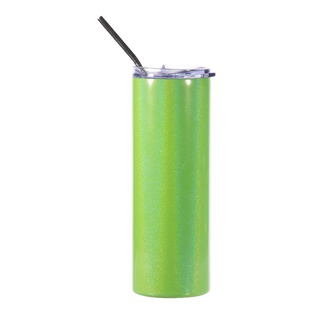 20oz/600ml Glitter Sparkling Stainless Steel Skinny Tumbler w/ Straw(Green)