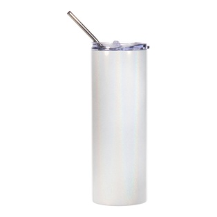 20oz/600ml Glitter Sparkling Stainless Steel Skinny Tumbler w/ Straw(White)
