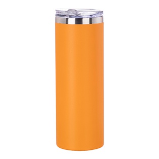 Powder coated Stainless Steel Tumbler with Straw(20OZ,Common Blank,Orange)