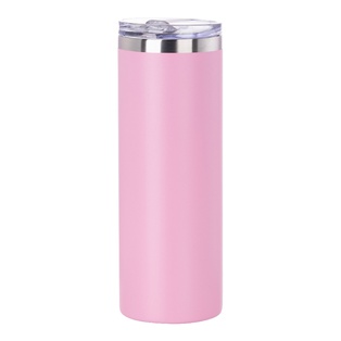 Powder coated Stainless Steel Tumbler with Straw(20OZ,Common Blank,Pink)
