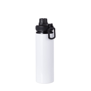 Alu Water Bottle with Black Cap(28oz/850ml,Sublimation Blank,White)