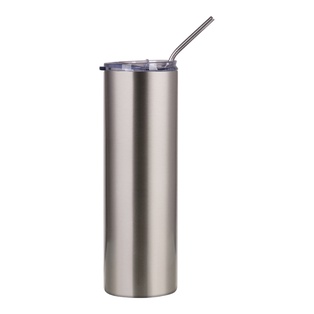 Straight Tumbler with slide lid & Straw(30oz/900ml,Sublimation blank,Silver)
