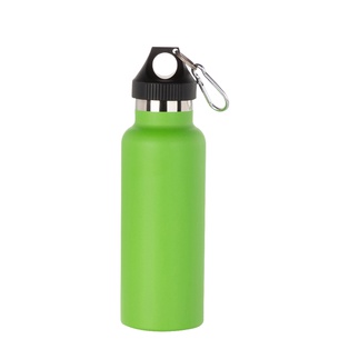 Powder Coated Sports Bottle with Plastic & Carabiner Lid(17oz/500ml,Common Blank,Grass Green)
