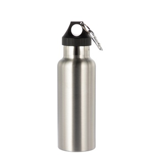 Powder Coated Sports Bottle with Plastic & Carabiner Lid(17oz/500ml,Common Blank,Silver)