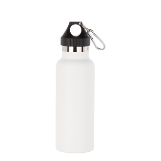 Powder Coated Sports Bottle with Plastic & Carabiner Lid(17oz/500ml,Common Blank,White)