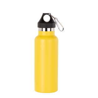 Powder Coated Sports Bottle with Plastic & Carabiner Lid(17oz/500ml,Common Blank,Yellow)