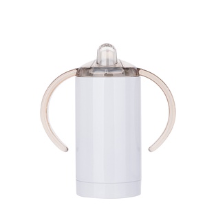 Stainless Steel Straight Sippy Cup with Spout(400ml,Sublimation Blank,White)