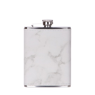 8oz/240ml Stainless Steel Flask with PU Cover(Marbling W/ Black)