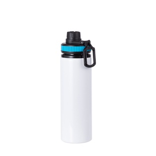Alu Water Bottle with Blue Cap(28oz/850ml,Sublimation Blank,White)