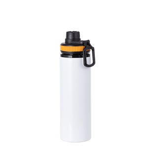 Alu Water Bottle with Yellow Cap(28oz/850ml,Sublimation Blank,White)