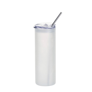 25oz/750ml Glass Skinny Tumbler with Plastic Slide Lid(Frosted)
