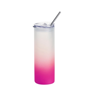 25oz/750ml Glass Skinny Tumbler with Plastic Slide Lid (Frosted, Gradient Purple)