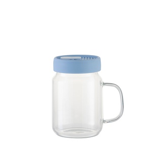 20oz/600ml Glass Mason Jar w/ Silicon Lid (Clear,Light Blue)