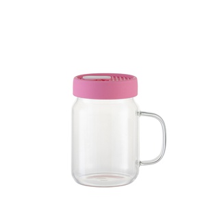 20oz/600ml Glass Mason Jar w/ Silicon Lid (Clear,Pink)