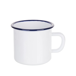Enamel Mug with Blue Rim(17oz/500ml,Sublimation blank,White)