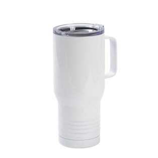 Stainless Steel Tumbler with Handle w/ Ringneck Grip(22oz/650ml,Sublimation Blank,White)
