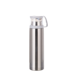 Stainless Steel Flask Thermos with Cup lid(17oz/500ml,Sublimation Blank,Silver)