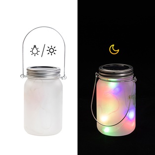 Frosted Mason Jar w/ Lantern Lid and Metal Handle(15oz/450ml,Sublimation Blank,White)