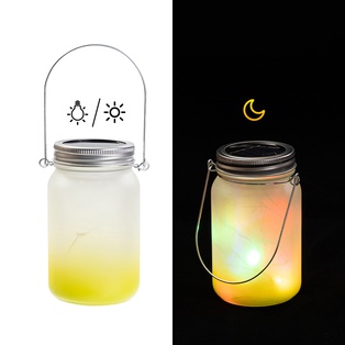 Frosted Mason Jar w/ Lantern Lid and Metal Handle(15oz/450ml,Sublimation Blank,Lemon yellow)