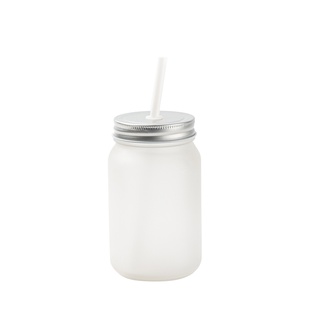 Frosted Mason Jar no Handle Gradient(15oz/450ml,Sublimation Blank,White)