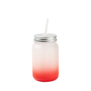Frosted Mason Jar no Handle Gradient(15oz/450ml,Sublimation Blank,Red)