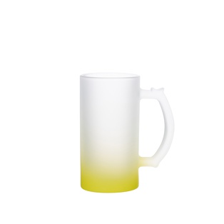 Frosted Glass Beer Mug Gradient(16oz/480ml,Sublimation Blank,Yellow)