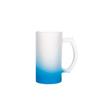 Frosted Glass Beer Mug Gradient(16oz/480ml,Sublimation Blank,Light Blue)