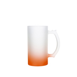 Frosted Glass Beer Mug Gradient(16oz/480ml,Sublimation Blank,Orange)