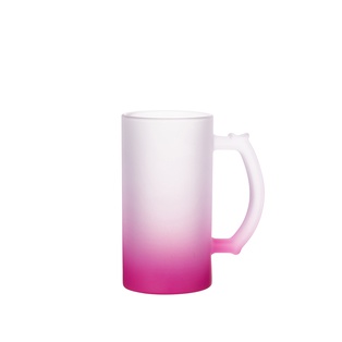 Frosted Glass Beer Mug Gradient(16oz/480ml,Sublimation Blank,Rose Red)